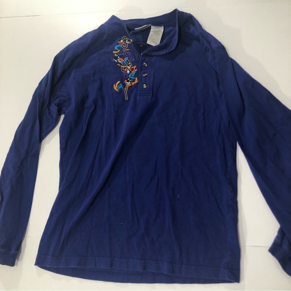 Vtg Disney Store Goofy Embroidered Henley Shirt